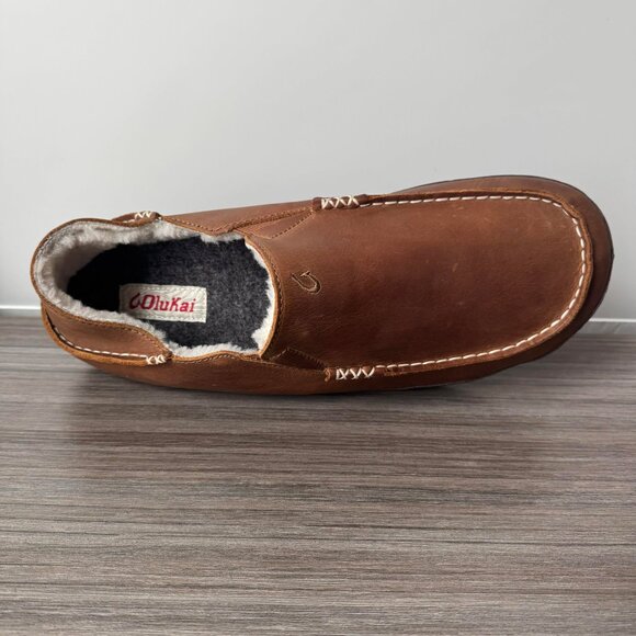 OluKai Moloa Men’s Nubuck Slipper Loafers Shoes $140 in Toffee Dk Wood - Picture 5 of 15
